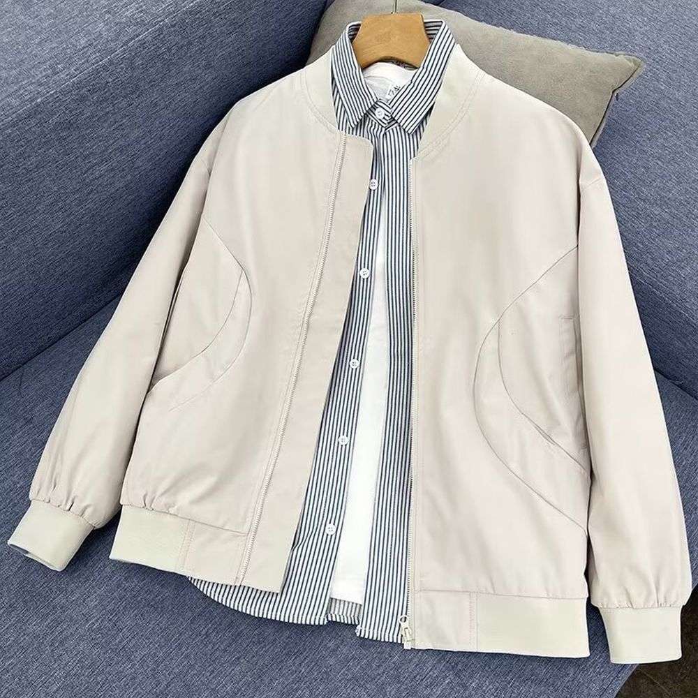 Men's Work Jacket Casual Baseball Jacket Loose Top